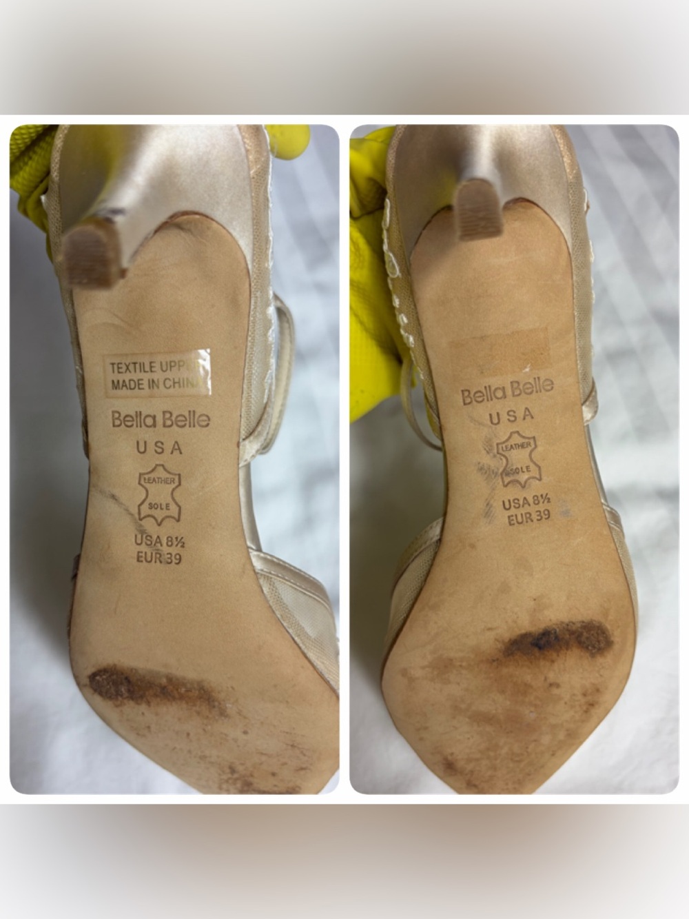 Bella Belle cream mesh embroidered floral leather kitten heel pumps size 8.5/ 39 - Picture 13 of 15